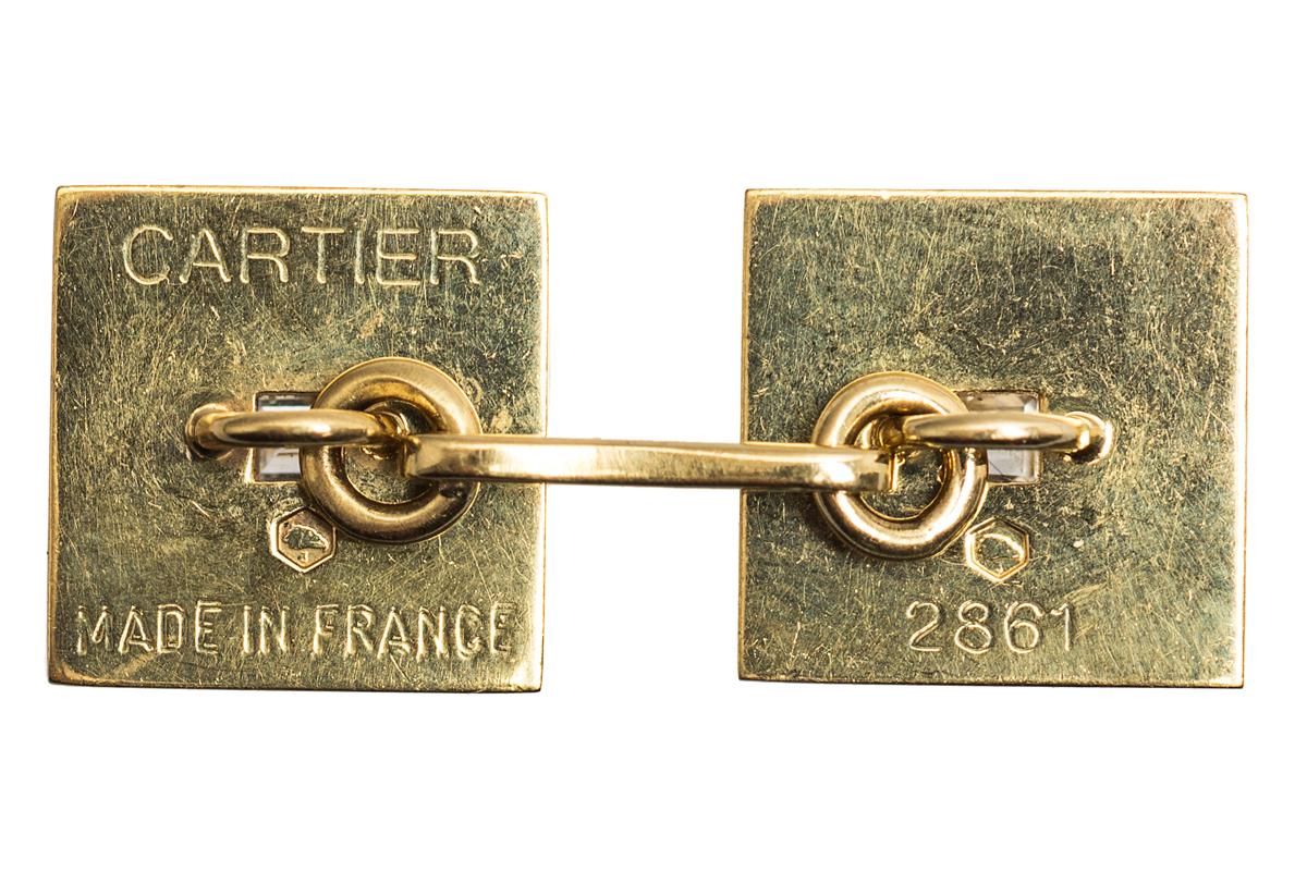 Cartier Cufflinks Stepped Design in 18 Karat Gold and Diamond, French circa 1960 In Good Condition In London, GB