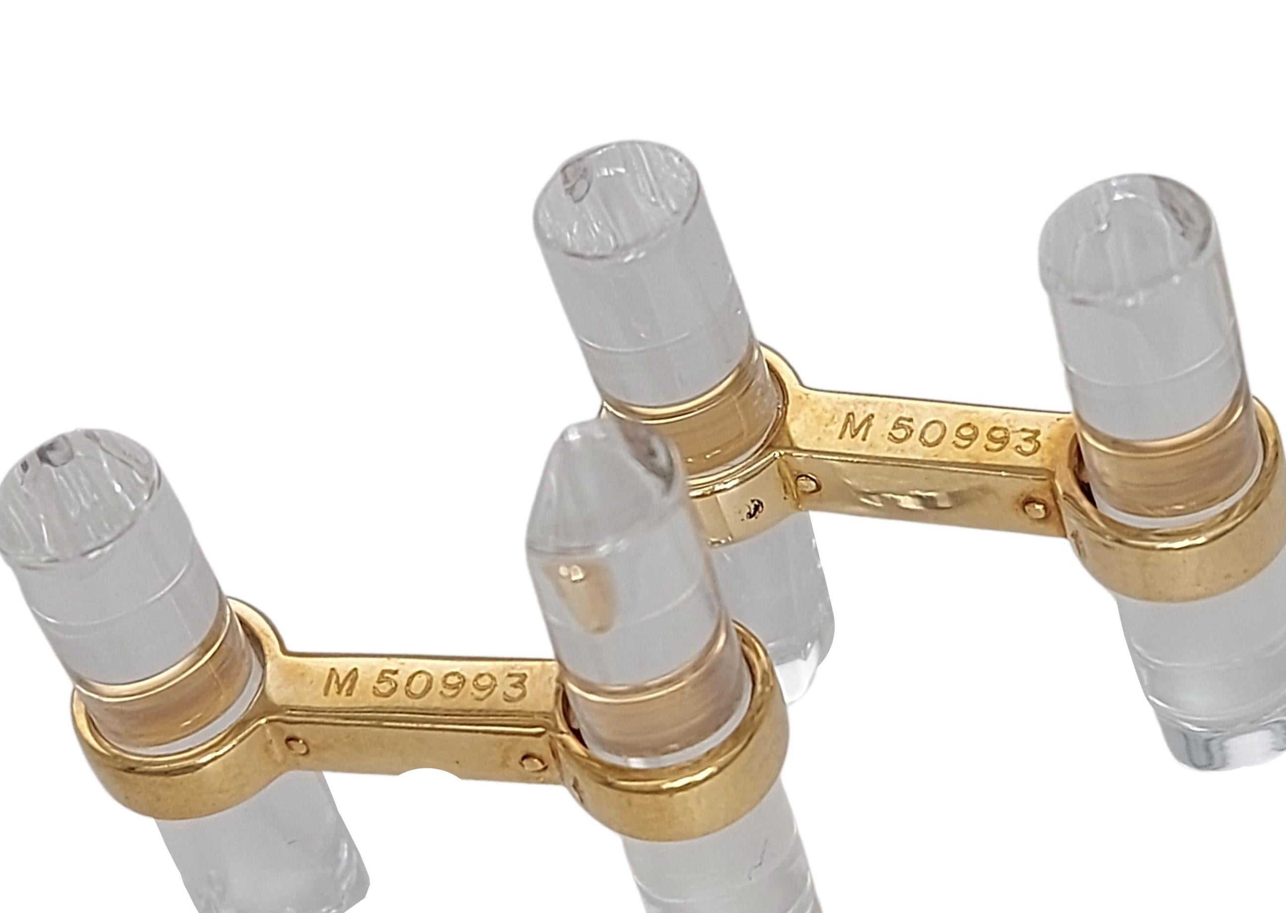 Cartier Boutons de manchette en or jaune 18 carats et cristal de roche Trinity Unisexe en vente