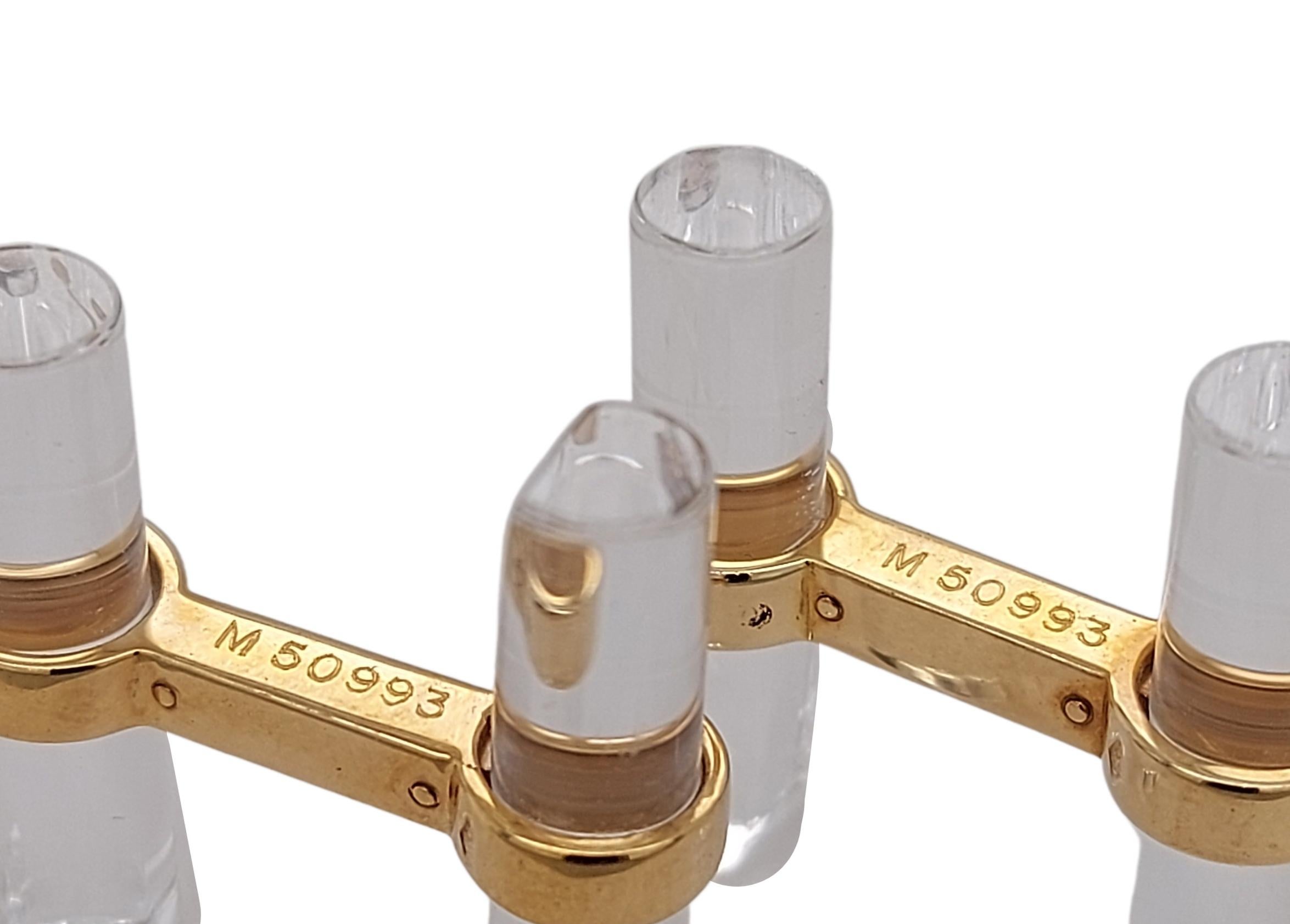 Women's or Men's Cartier Cufflinks Trinity Rock Crystal in 18kt Yellow Gold For Sale