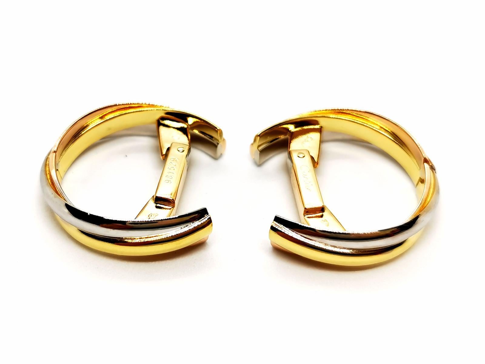 Cartier Cufflinks Trinity White Gold In Excellent Condition For Sale In PARIS, FR