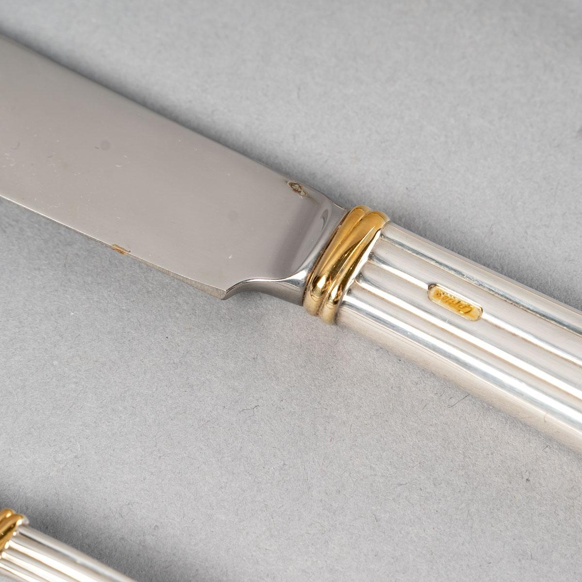 Cartier, Cutlery Flatware Set Maison Du Prince Trinity Silver Metal 110 Pieces 4