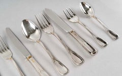 Cartier, Cutlery Flatware Set Maison Du Prince Trinity Silver Metal 110 Pieces