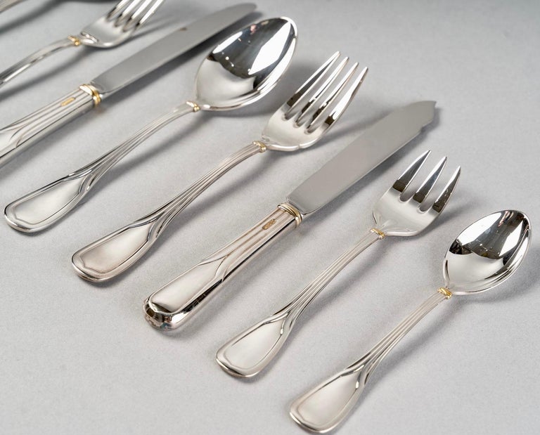 Cartier, Cutlery Flatware Set Maison Du Prince Trinity Silver Metal 110