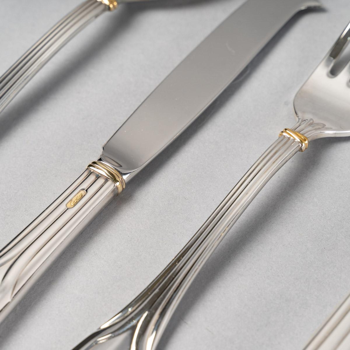 Cartier, Cutlery Flatware Set Maison Du Prince Trinity Silver Metal 110 Pieces For Sale 2