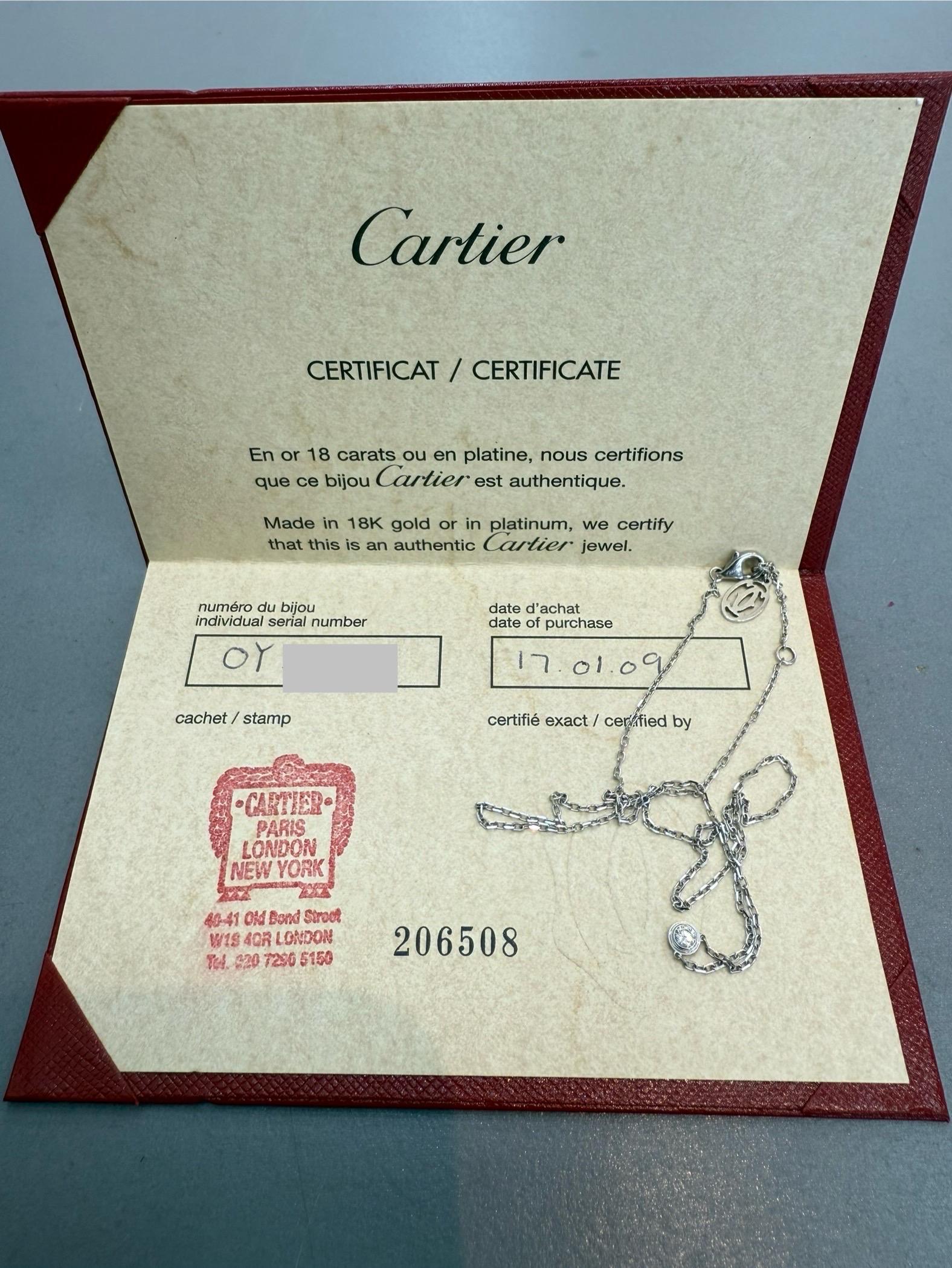 Modern Cartier, D’ amour , A Diamond Pendant Necklace 18K White Gold For Sale