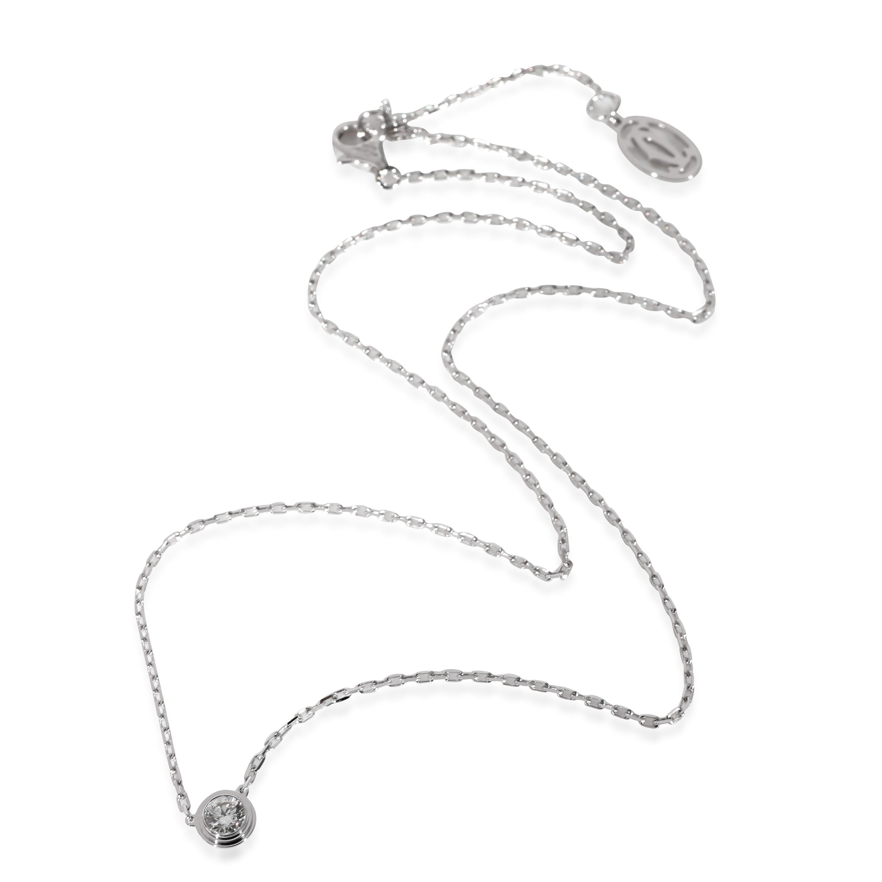 Women's or Men's Cartier D Amour Diamond Solitaire Necklace in 18k White Gold 0.18 CTW