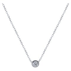 Cartier D Amour Diamond Solitaire Necklace in 18k White Gold 0.18 CTW