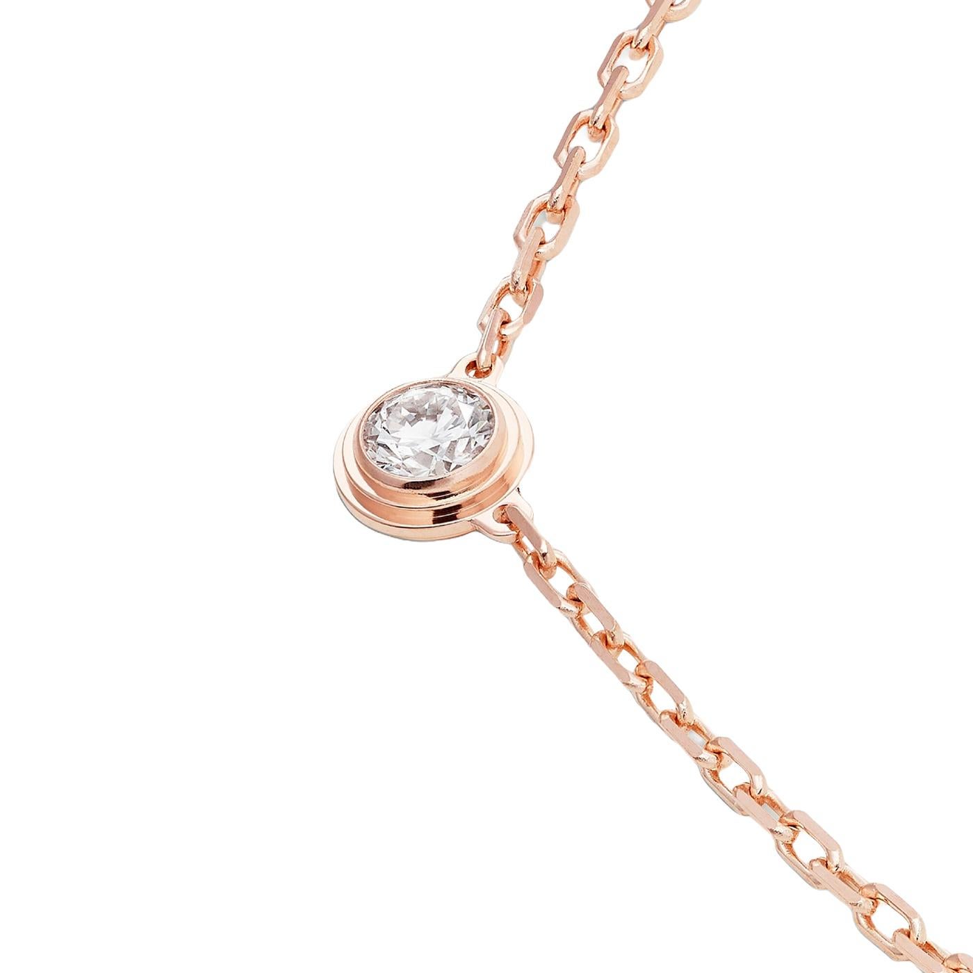 Modernist Cartier D'Amour 0.09ct Diamond Small Model Pendant Necklace 18K Rose Gold For Sale