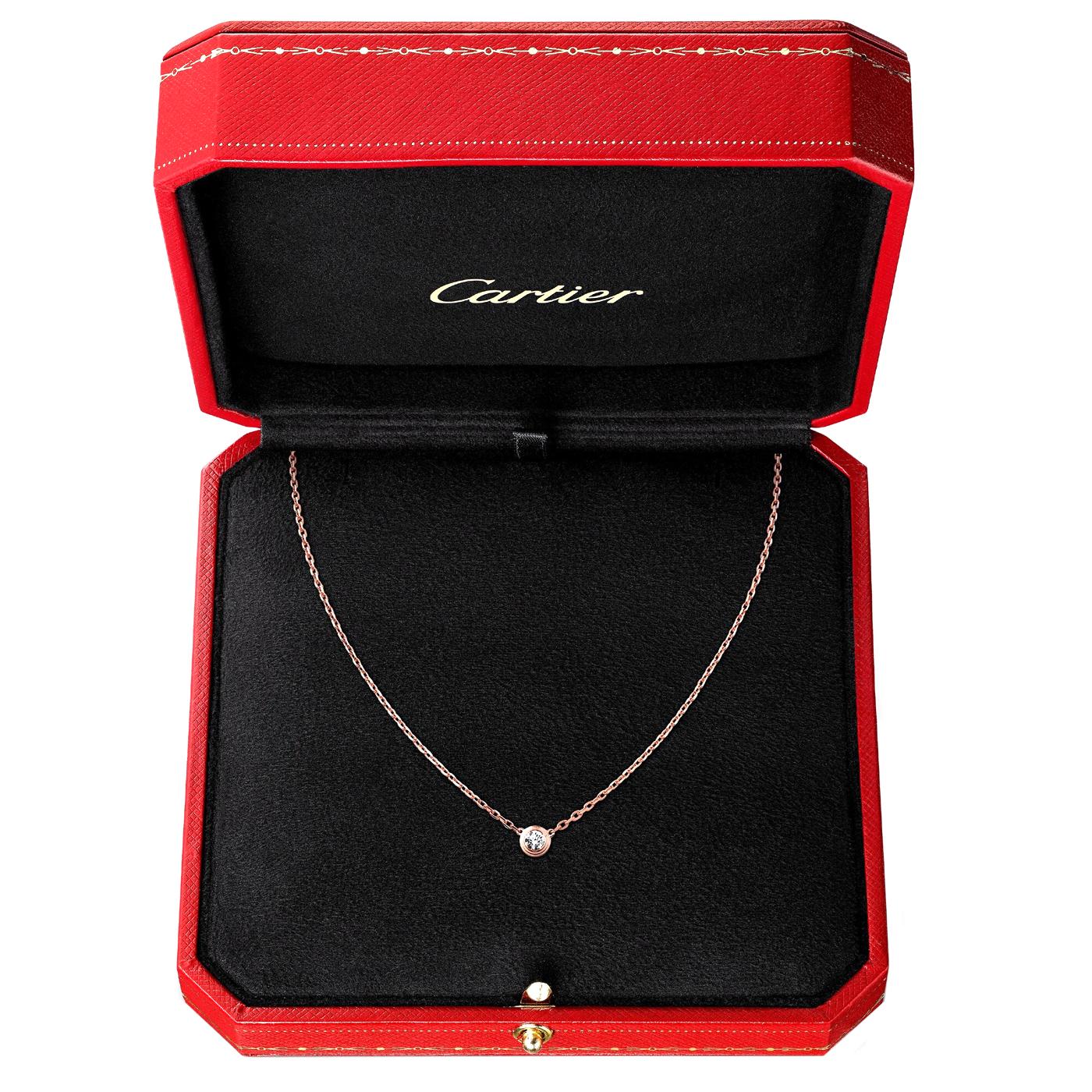 Cartier D'Amour 0.09ct Diamond Small Model Pendant Necklace 18K Rose Gold In New Condition For Sale In Aventura, FL