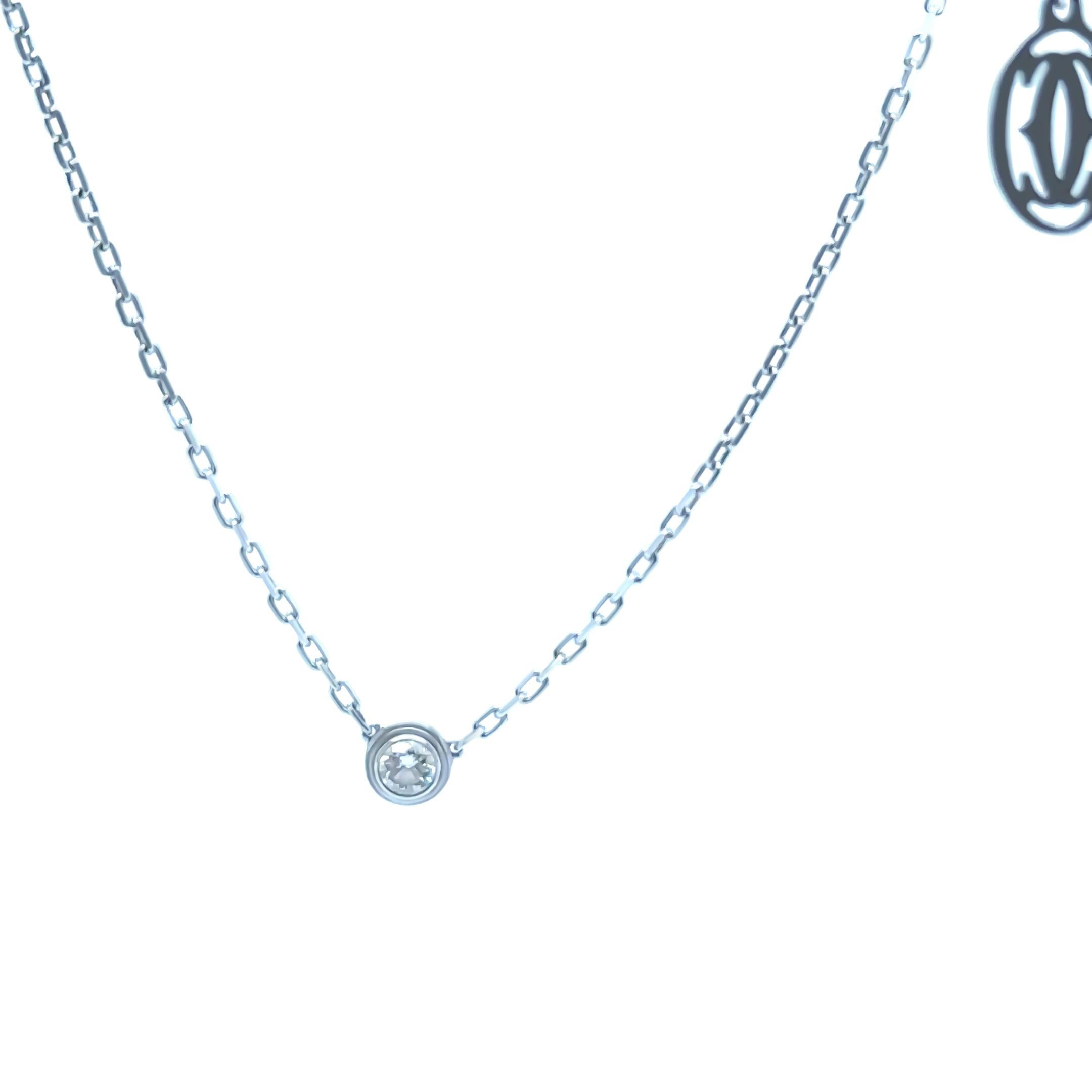Brilliant Cut Cartier d’Amour 18ct White Gold XS Diamond Necklace 0.09ct For Sale
