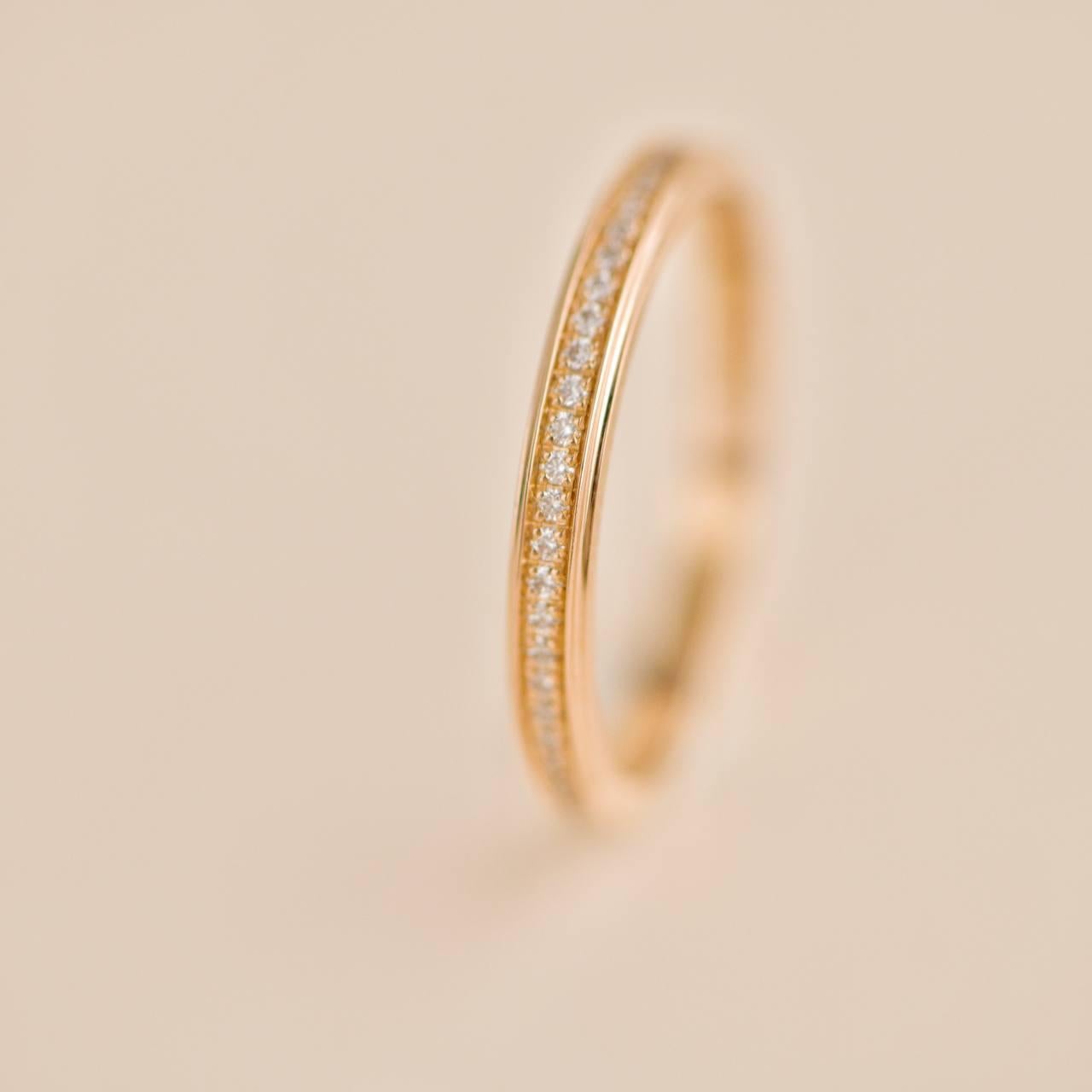 Cartier D'Amour 18k Rose Gold Diamond Wedding Ring Size 51 In Excellent Condition For Sale In Banbury, GB
