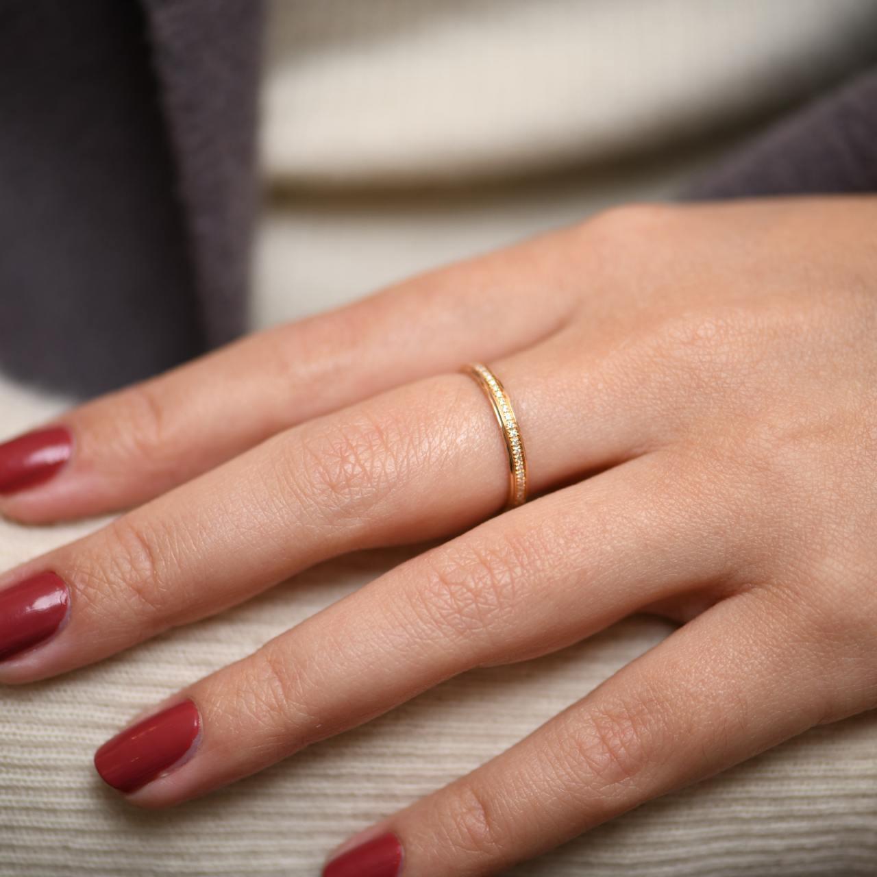 Brilliant Cut Cartier D'Amour 18k Rose Gold Diamond Wedding Ring Size 51 For Sale