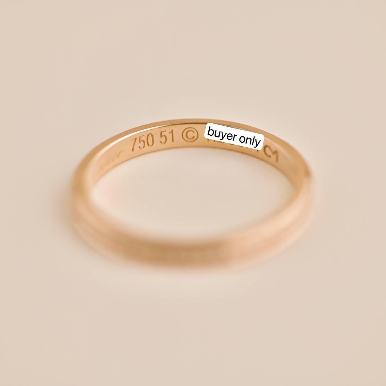 Cartier D'Amour 18k Rose Gold Diamond Wedding Ring Size 51 For Sale 2
