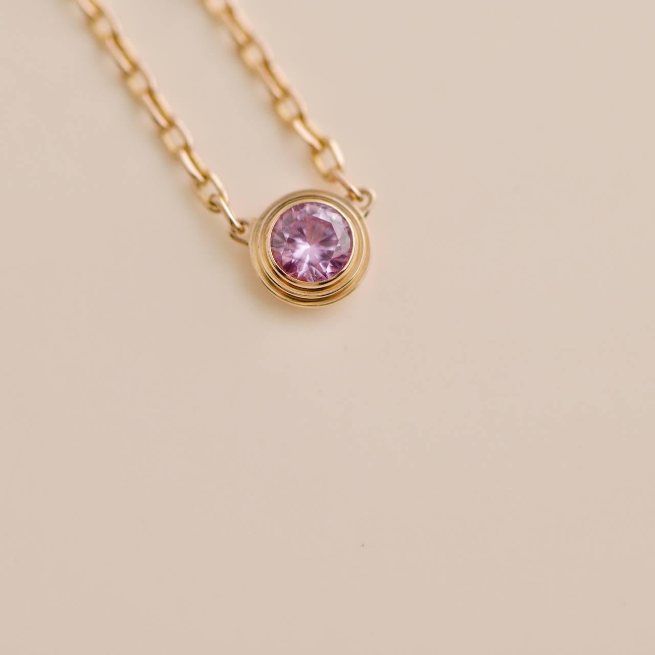 Brilliant Cut Cartier D'AMOUR 18K Rose Gold Pink Sapphire Pendant Necklace For Sale