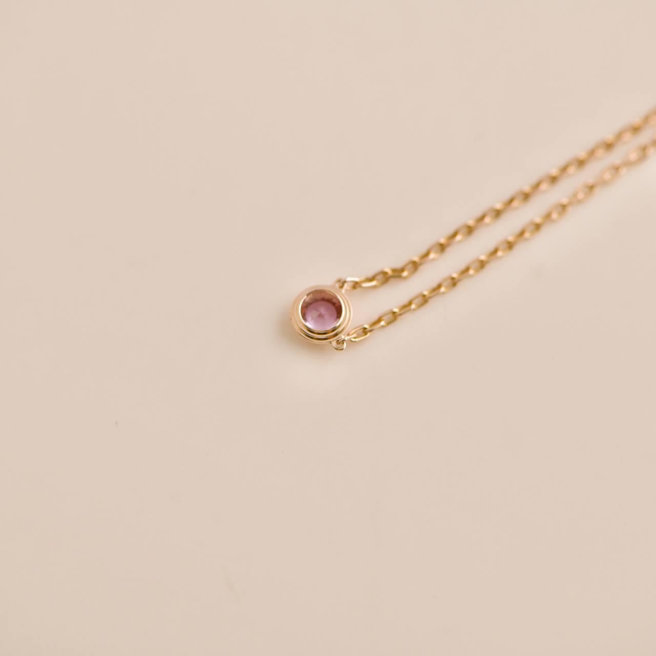 Cartier D'AMOUR 18K Rose Gold Pink Sapphire Pendant Necklace In Excellent Condition For Sale In Banbury, GB