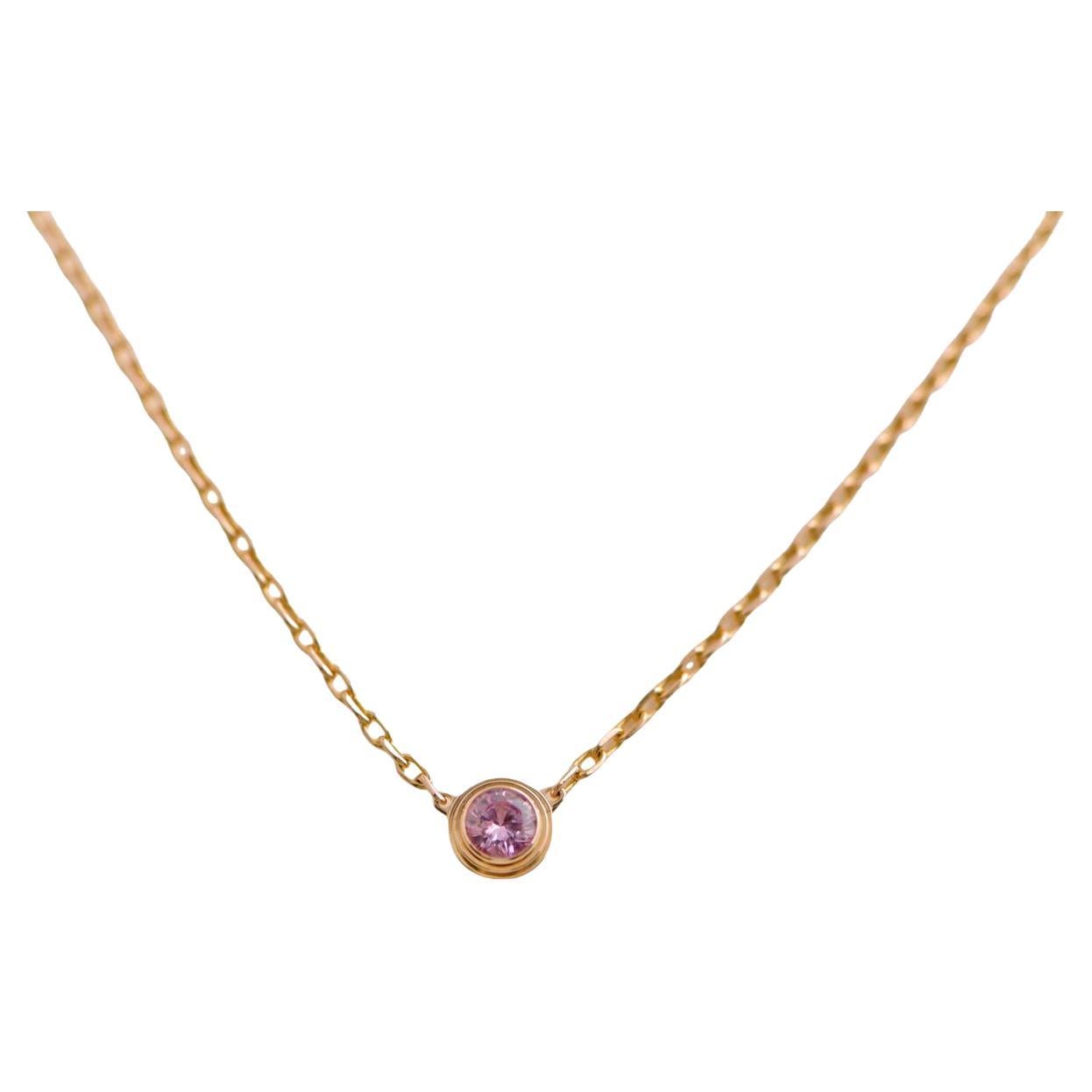 Cartier D'AMOUR 18K Rose Gold Pink Sapphire Pendant Necklace For Sale