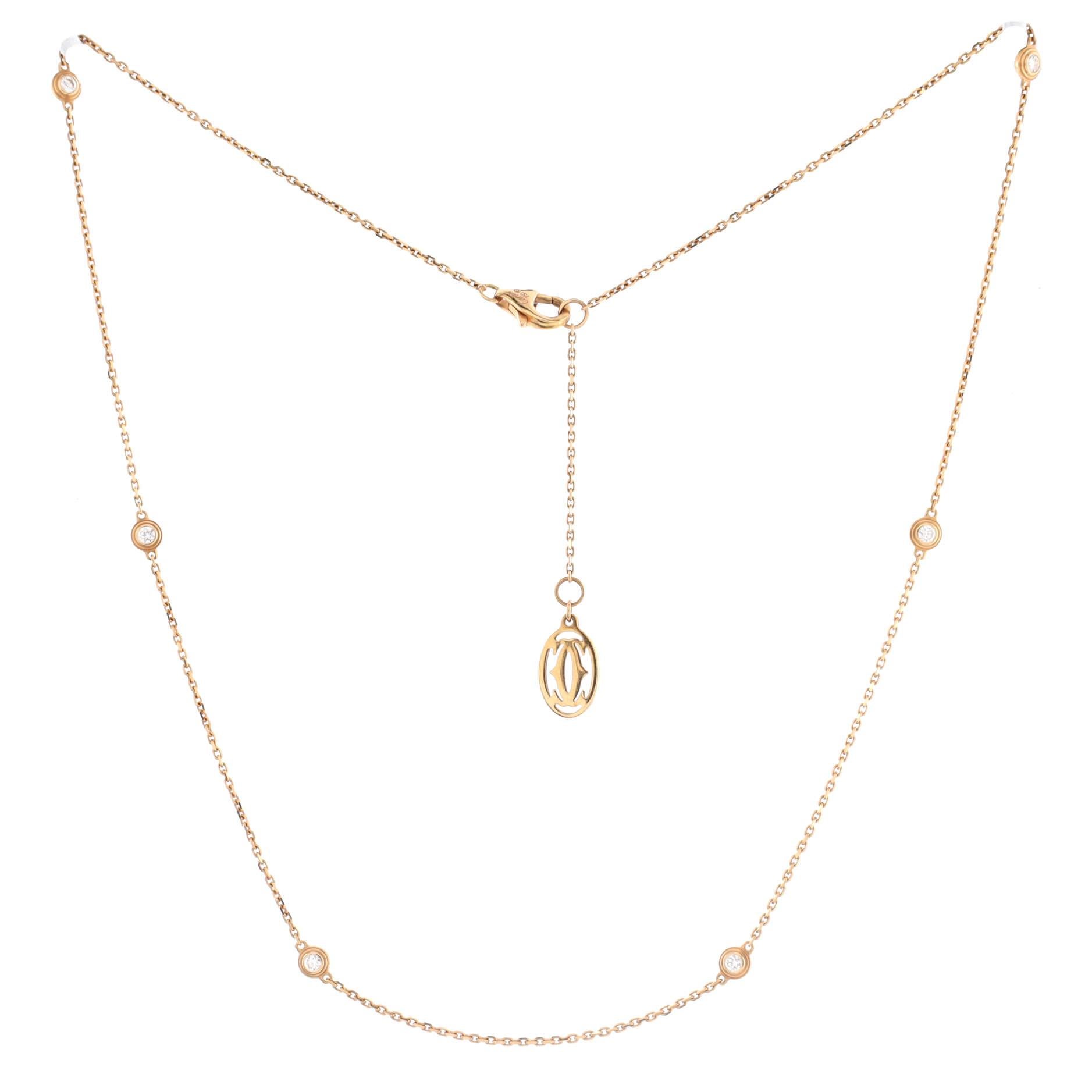 Cartier D'amour Halskette mit 6 Diamanten aus 18 Karat Roségold und Diamanten im Zustand „Gut“ in New York, NY