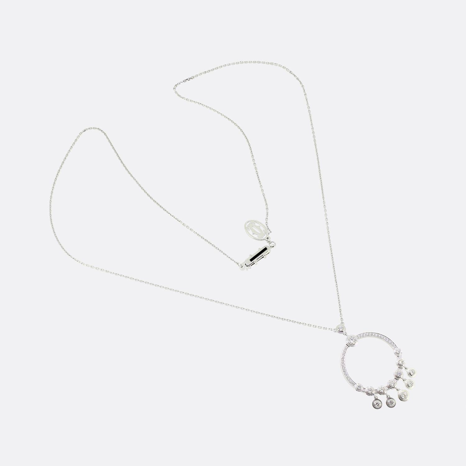 Brilliant Cut Cartier d'Amour Circular Drop Diamond Necklace For Sale