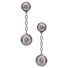 Cartier D'Amour Dangle Drop Earrings In 18Kt White Gold With Four VVS Diamonds