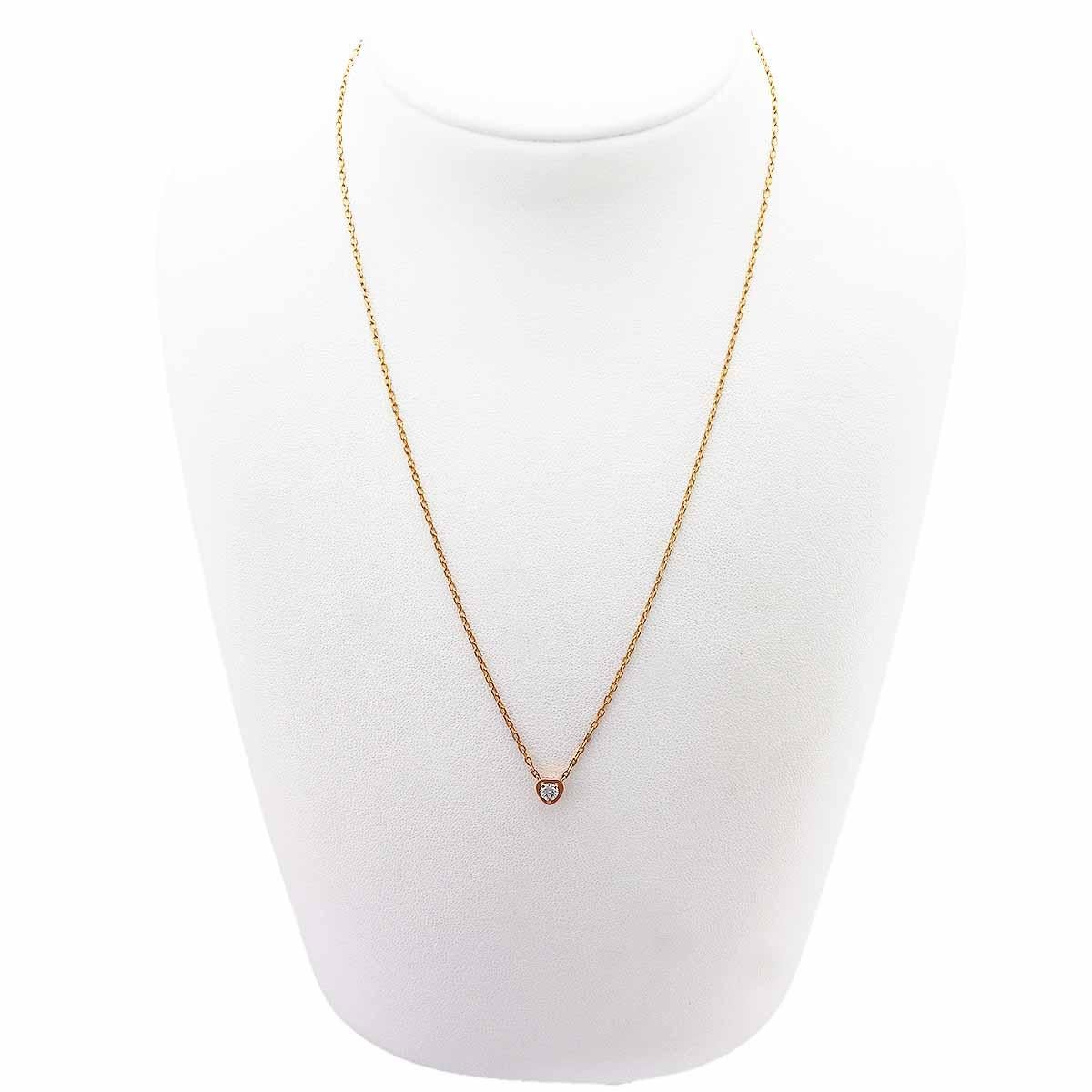 Women's Cartier Diamond approx.0.14ct 18K Pink Gold Diamants Legers Heart Necklace For Sale