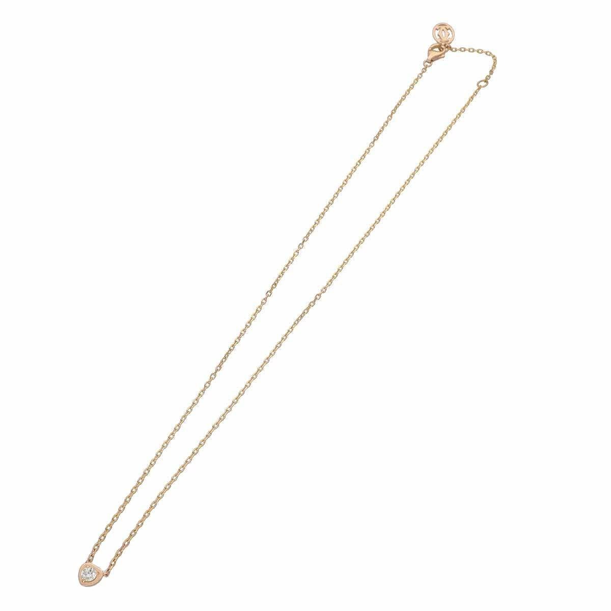 Cartier Diamond approx.0.14ct 18K Pink Gold Diamants Legers Heart Necklace In Good Condition For Sale In Tokyo, JP