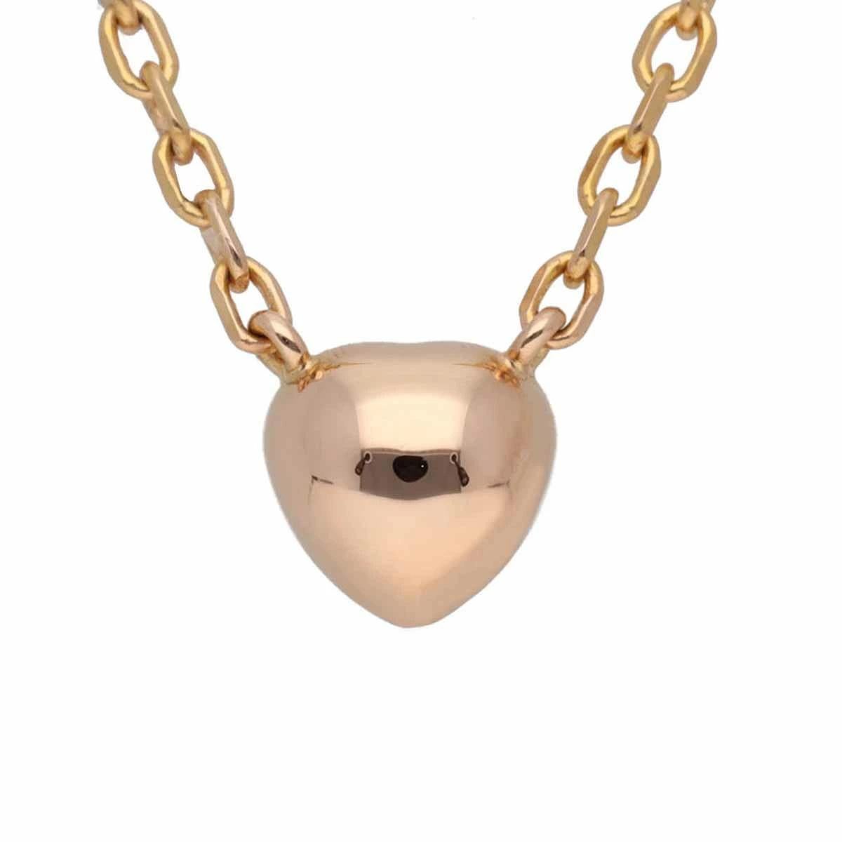 Round Cut Cartier Diamond approx.0.14ct 18K Pink Gold Diamants Legers Heart Necklace For Sale