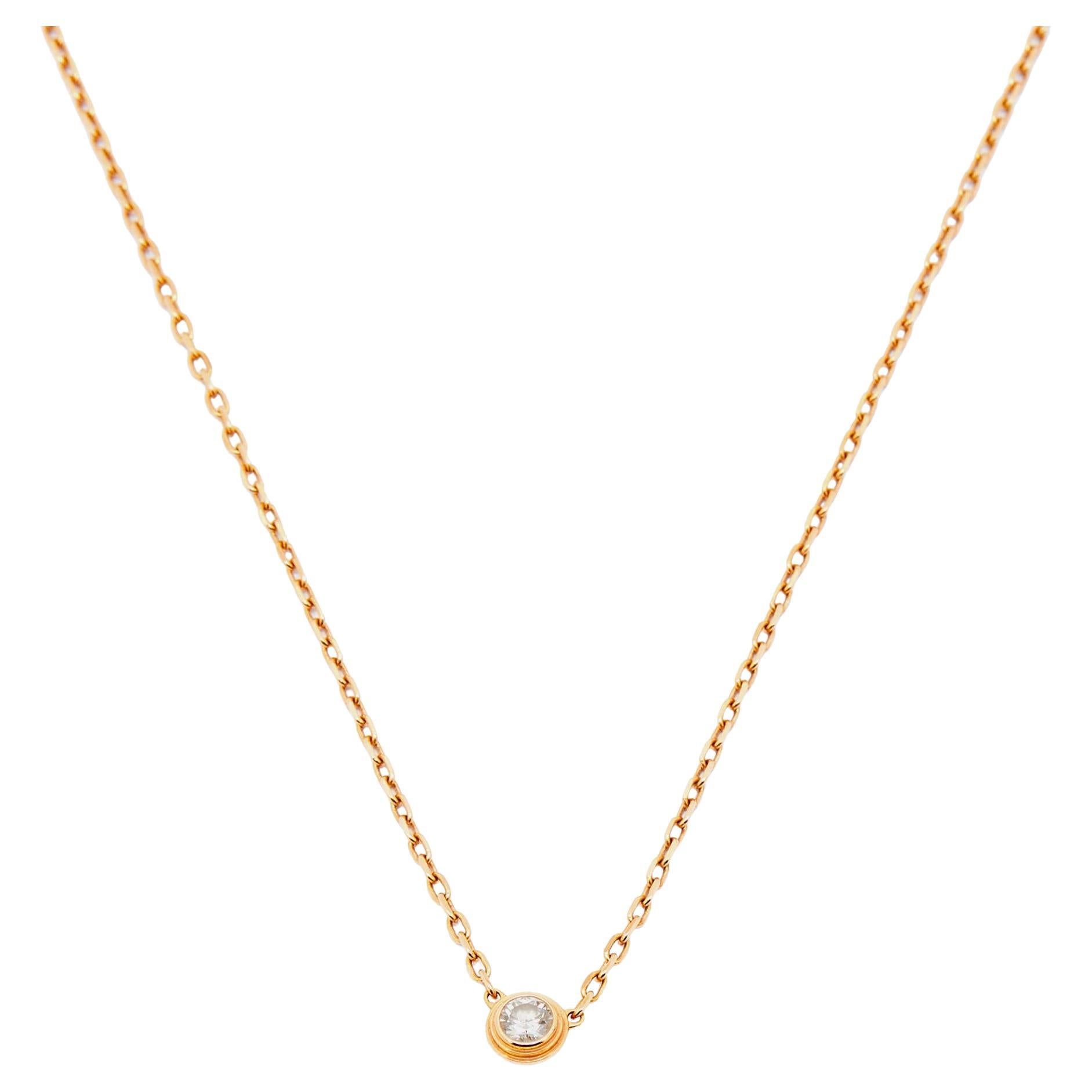 Cartier D'Amour Diamond 18k Rose Gold Small Model Chain Necklace