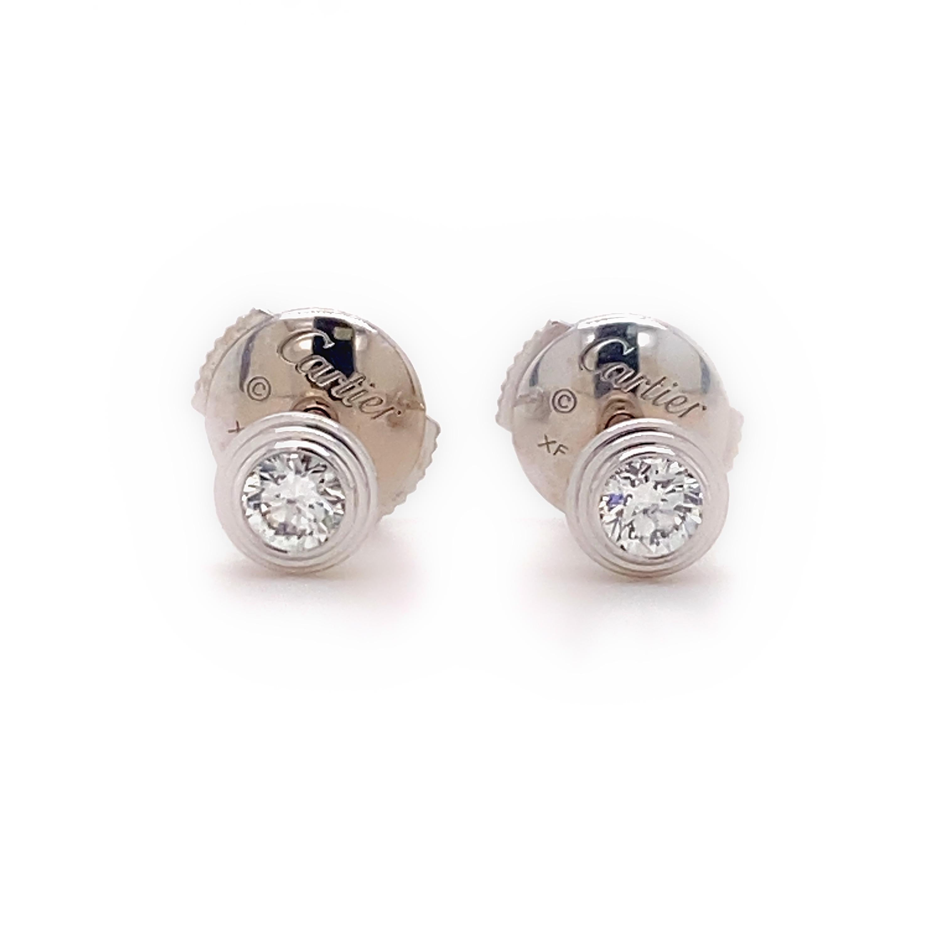 Cartier D'Amour Diamond Bezel /set Earrings Medium 18kt White Gold 3