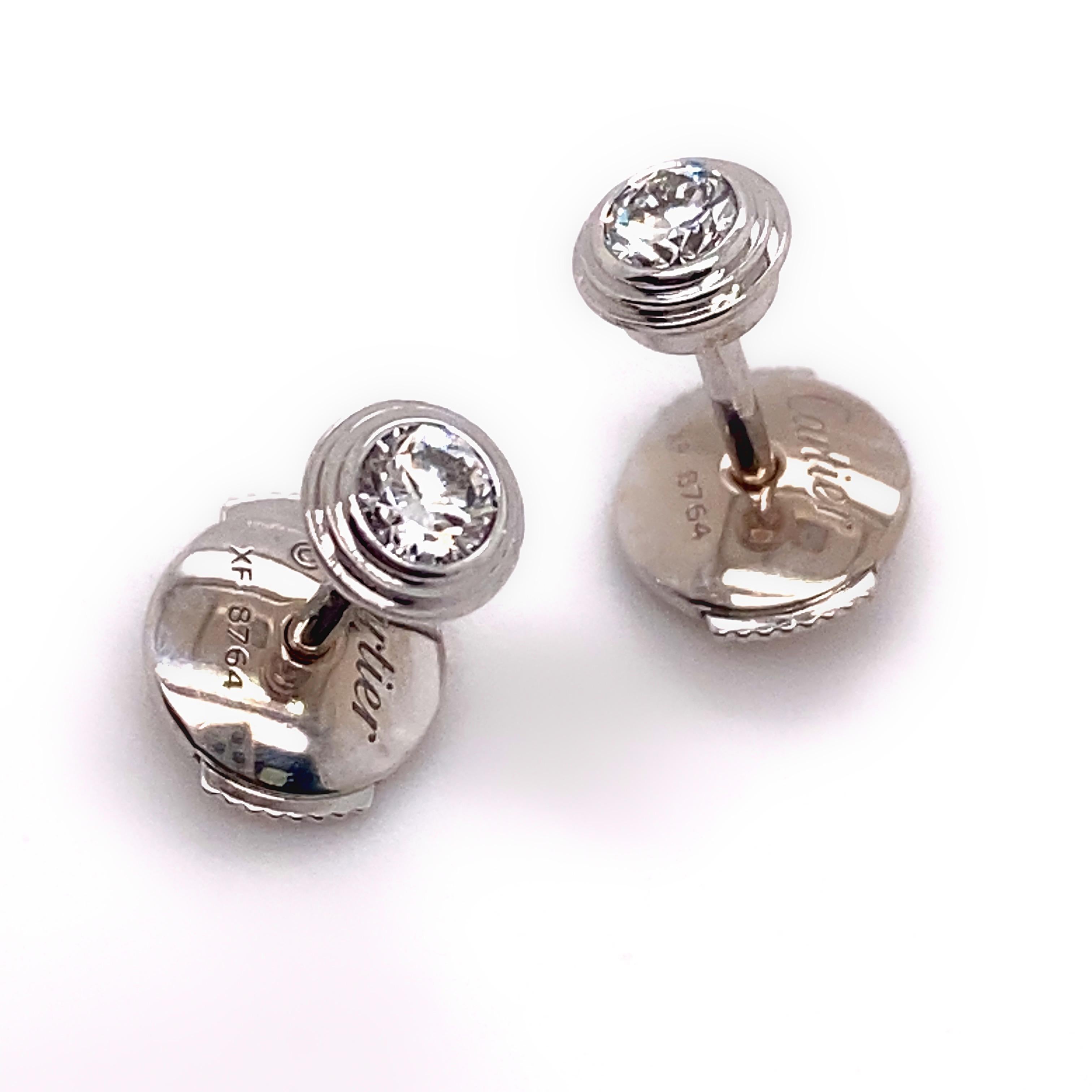 Cartier D'Amour Diamond Bezel /set Earrings Medium 18kt White Gold 4