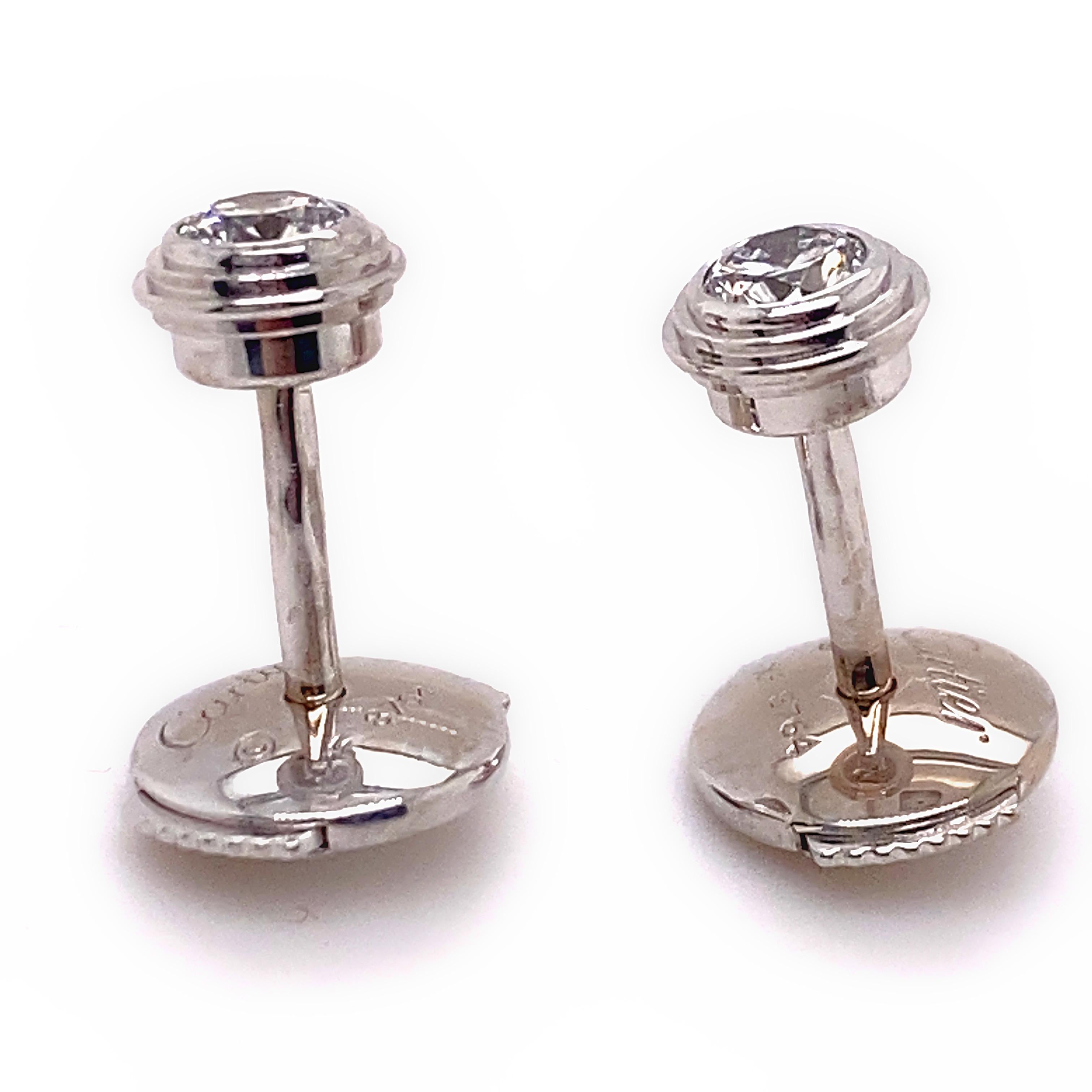 Cartier D'Amour Diamond Bezel /set Earrings Medium 18kt White Gold In Excellent Condition In San Diego, CA