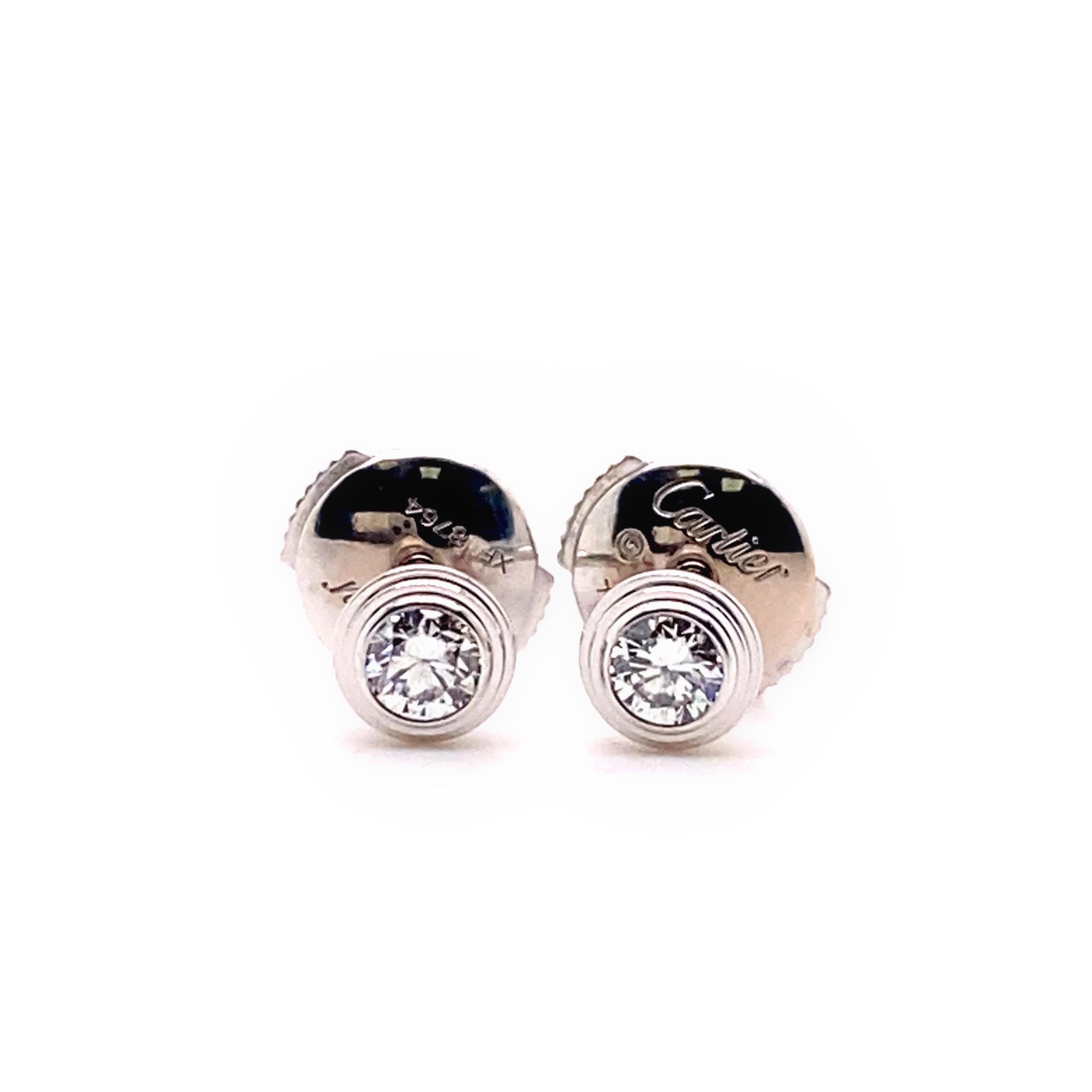 Cartier D'Amour Diamond Bezel /set Earrings Medium 18kt White Gold 1
