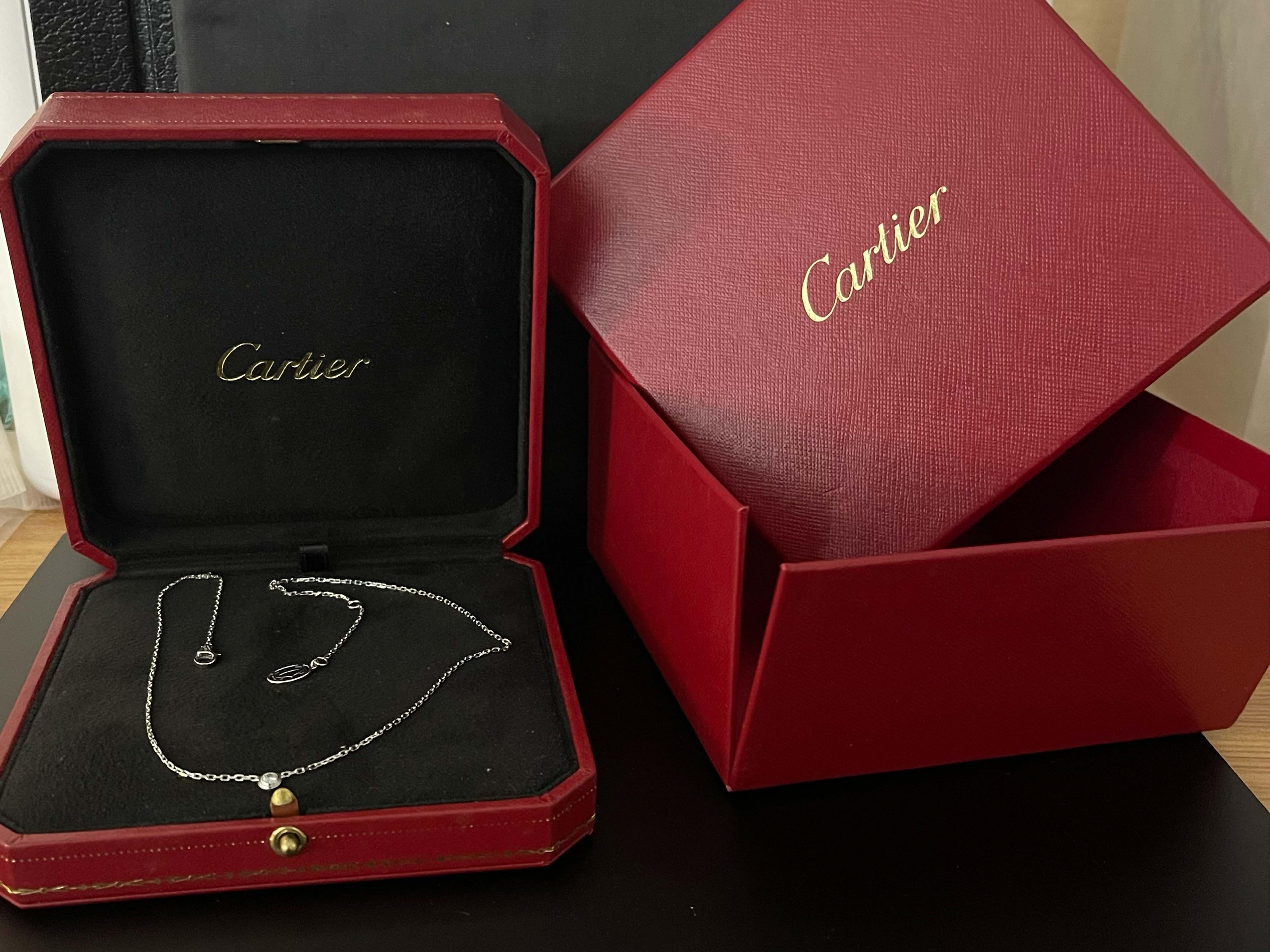 Cartier D'amour Diamond Necklace in 18k White Gold In Excellent Condition In Honolulu, HI
