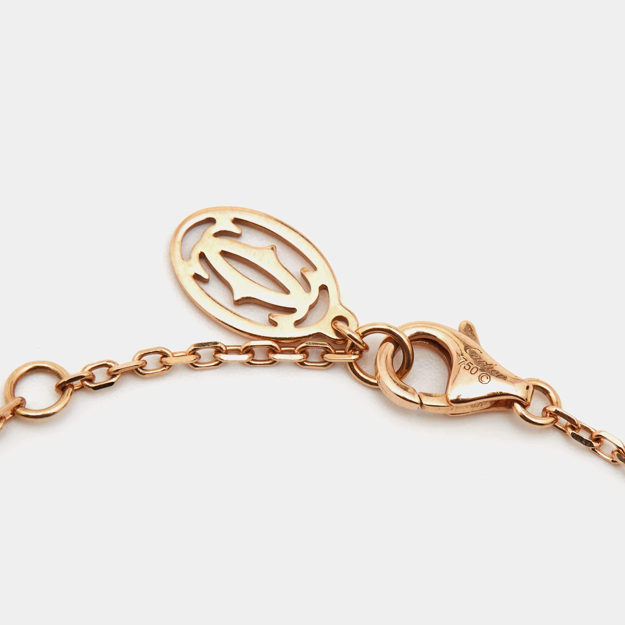 Rose Cut Cartier D'Amour Diamond Pink Sapphire 18k Rose Gold Bracelet