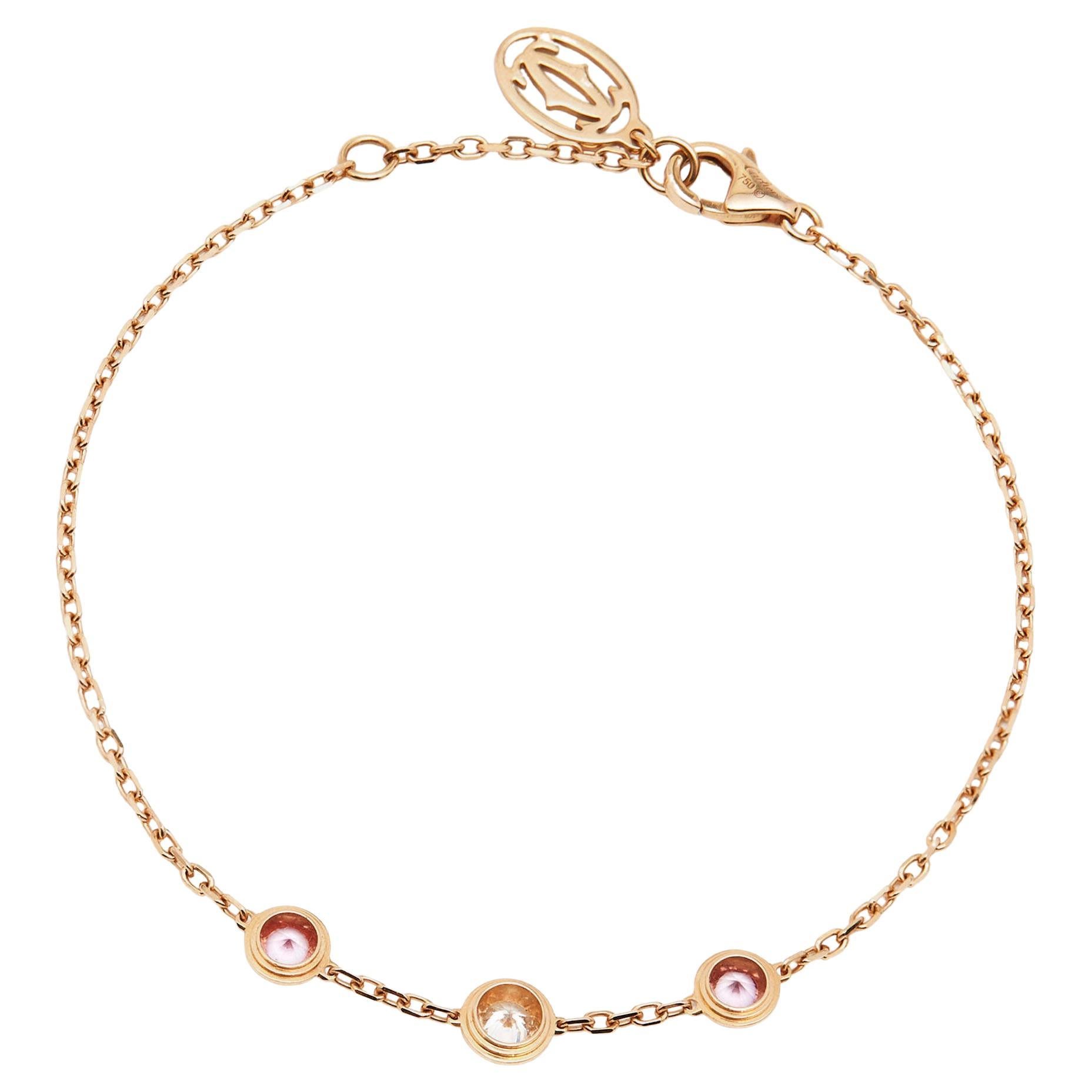 Cartier D'Amour Diamond Pink Sapphire 18k Rose Gold Bracelet