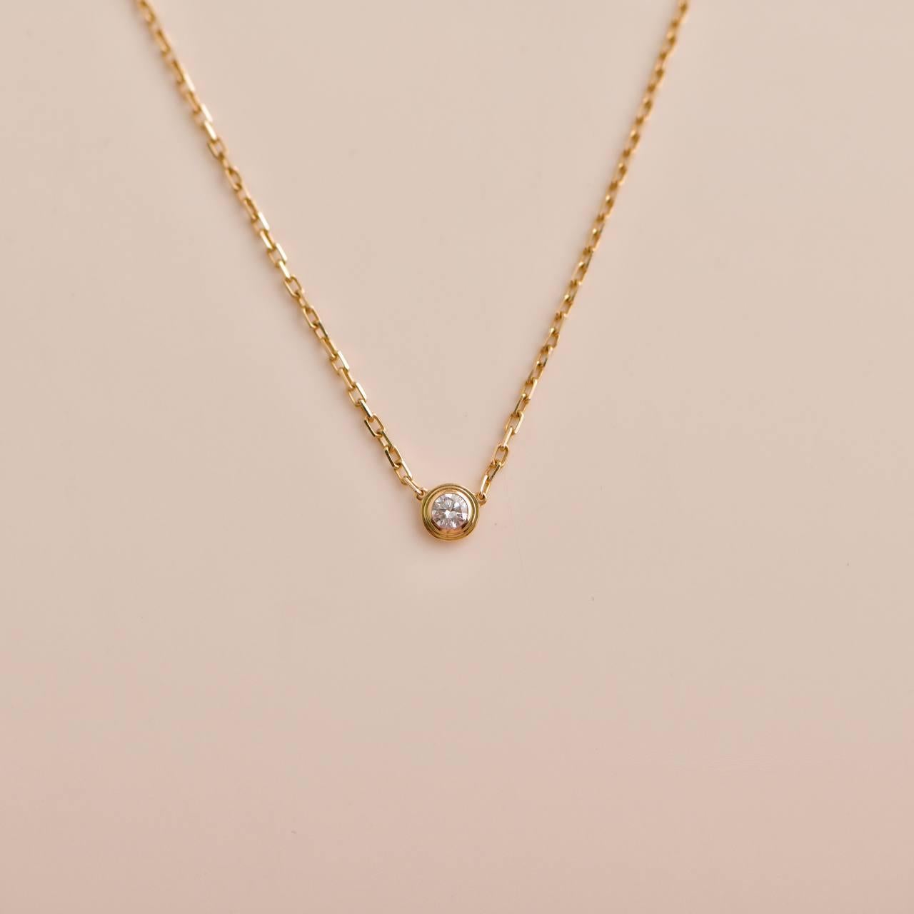Brilliant Cut Cartier D'AMOUR Diamond Small Model Rose Gold Pendant Necklace For Sale