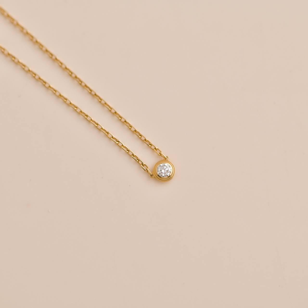 Brilliant Cut Cartier D'AMOUR Diamond Small Model Yellow Gold Pendant Necklace