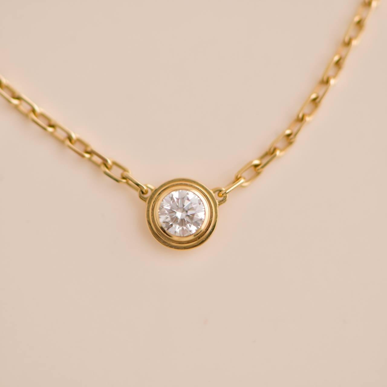 Women's or Men's Cartier D'AMOUR Diamond Small Model Yellow Gold Pendant Necklace