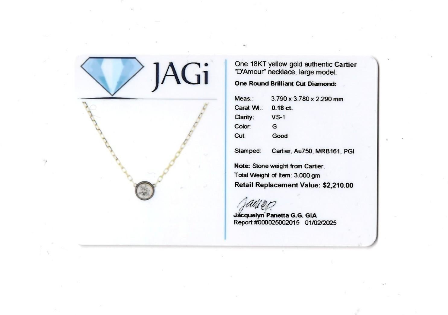 Cartier D'Amour Diamond Solitaire Pendant Necklace Large Model in 18 Karat Gold 5
