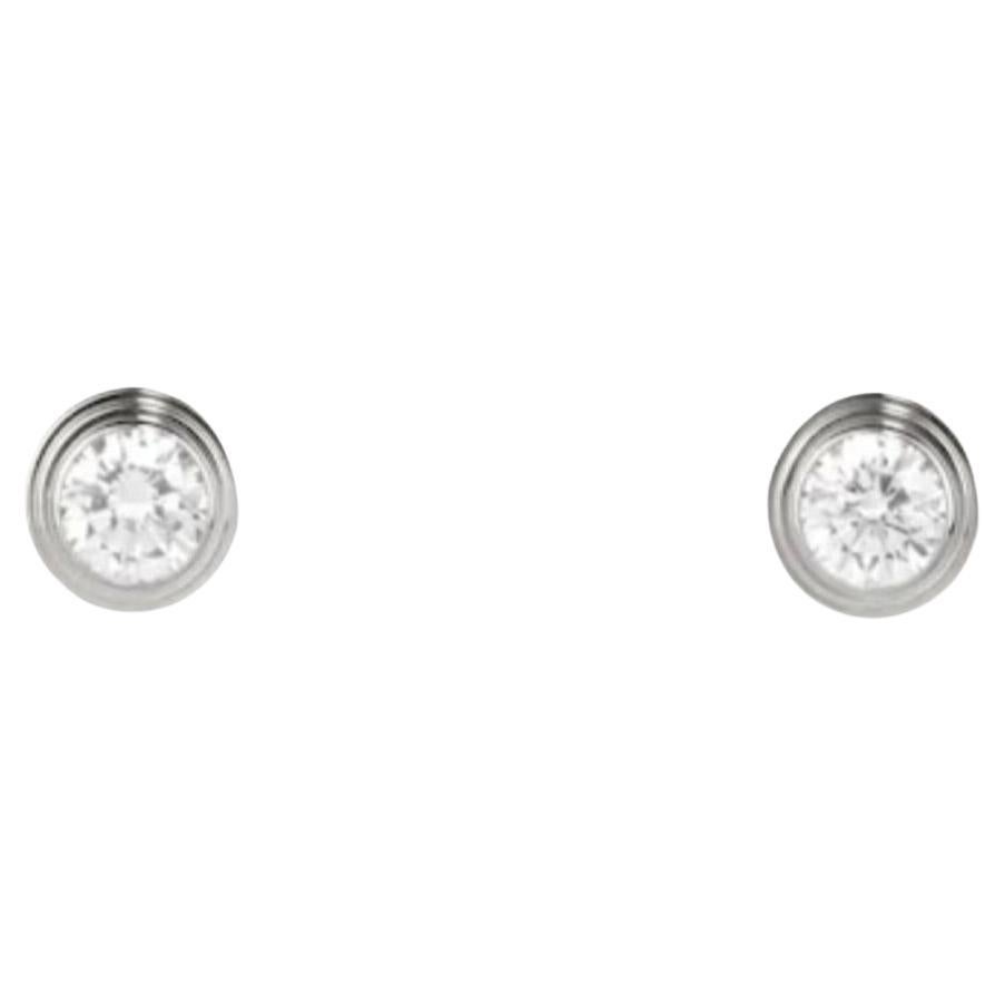 Cartier D’Amour Earrings, MM In 18k White Gold For Sale