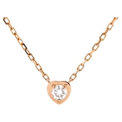 Cartier D'amour Heart Pendant Necklace 18k Rose Gold with Diamond