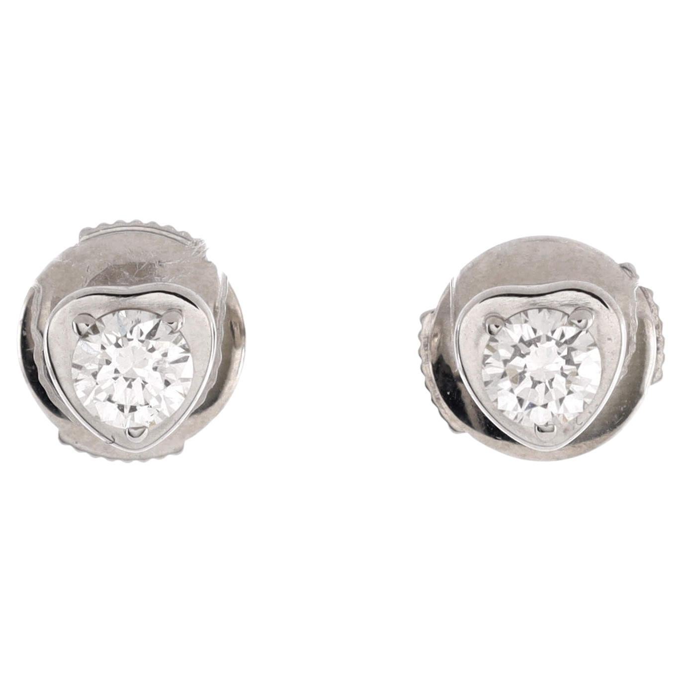 Cartier D'amour Heart Stud Earrings 18k White Gold with Diamond