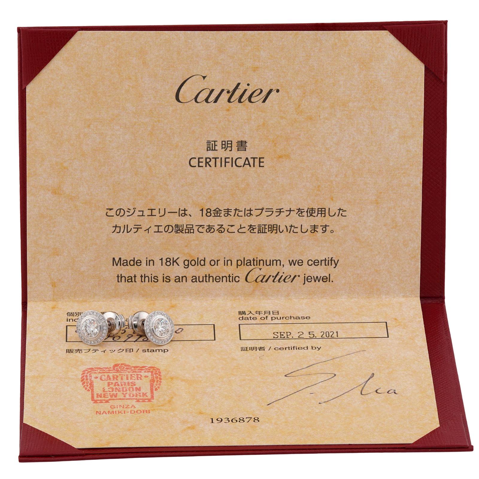Orecchini Cartier d'Amour con diamanti Pave in oro bianco In condizioni ottime in vendita a New York, NY