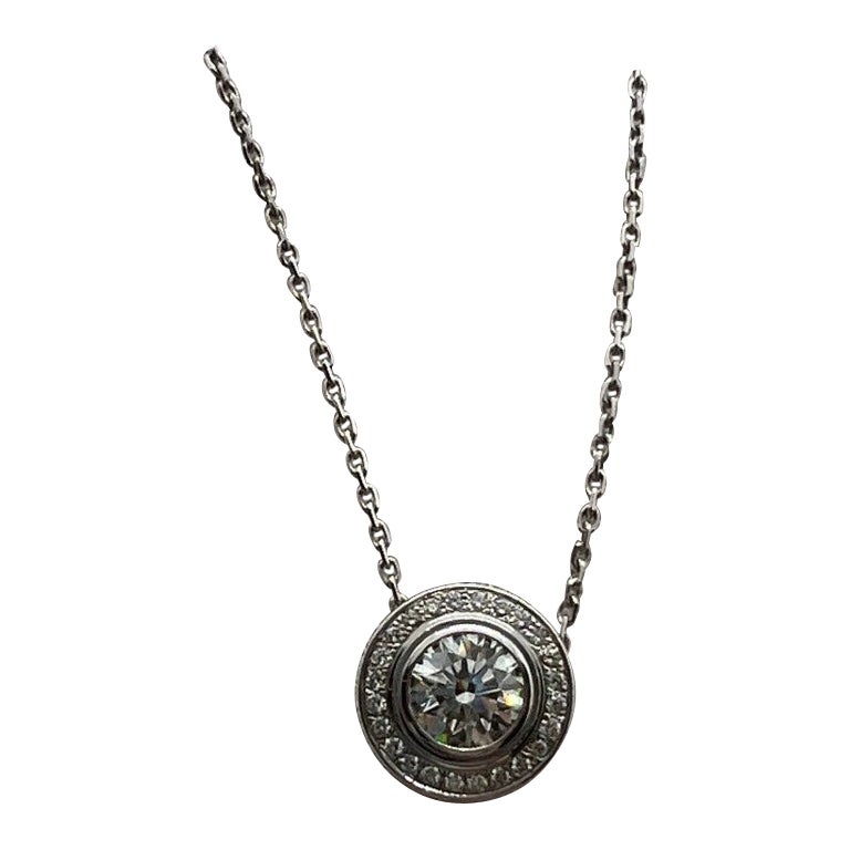 Cartier d'Amour Paved Diamond Pendant Necklace 18K White Gold Diamants