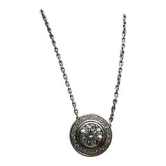 Cartier d'Amour Paved Diamond Pendant Necklace 18K White Gold Diamants
