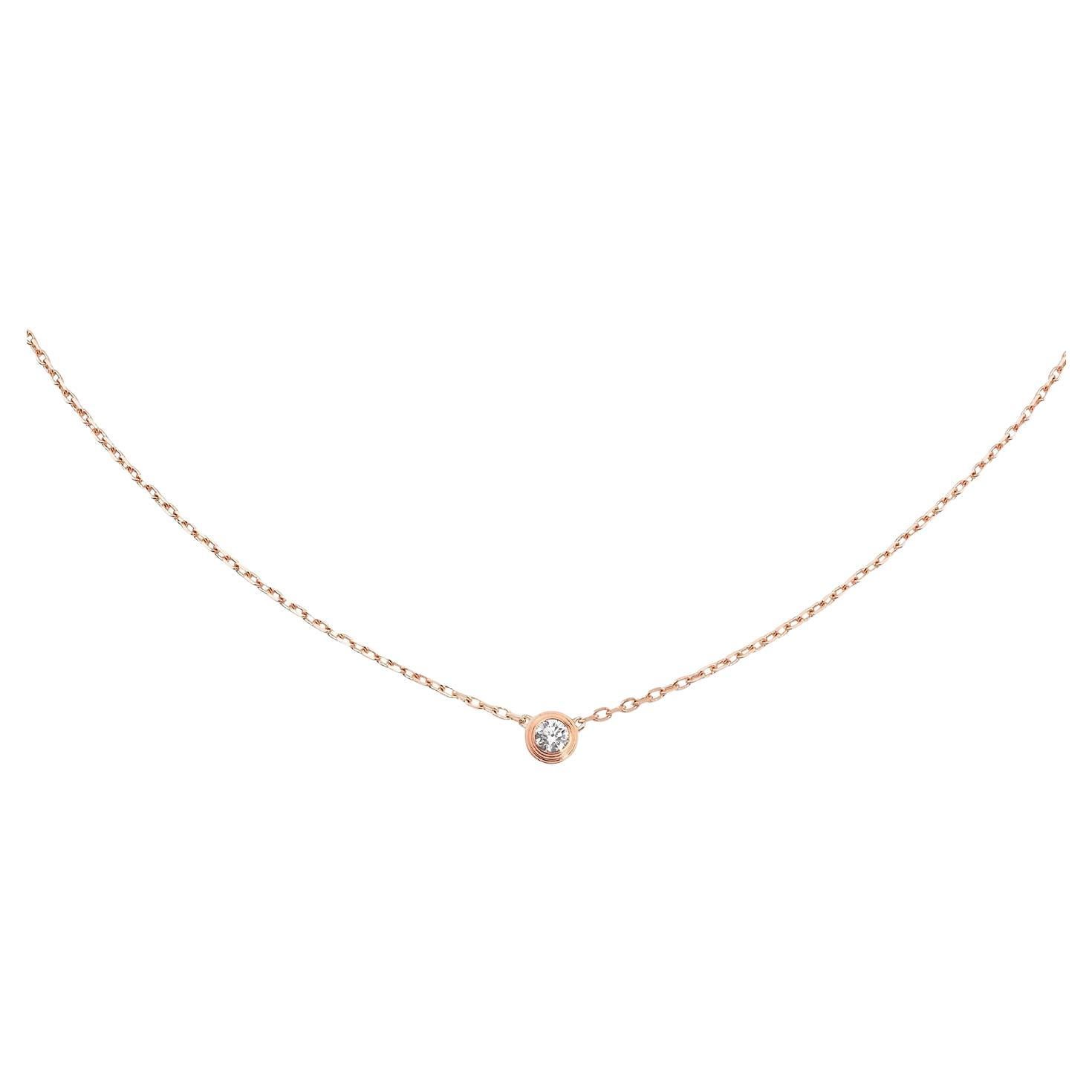 Cartier D'Amour Small Model 0.09ct Diamond Pendant Necklace 18K Rose Gold