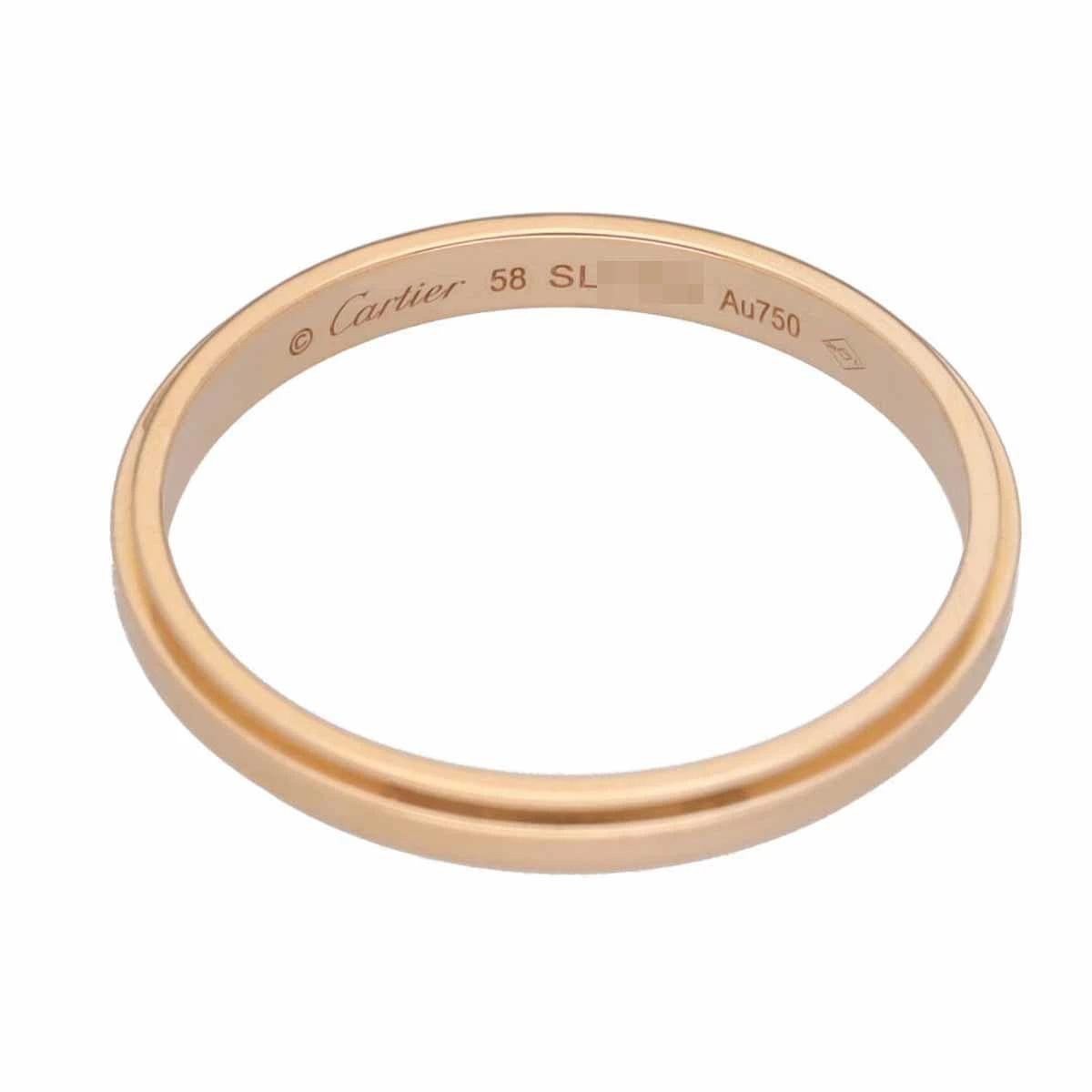 Cartier d'Amour Wedding 18K Pink Gold Band Ring US 8 3/4 In Good Condition For Sale In Tokyo, JP