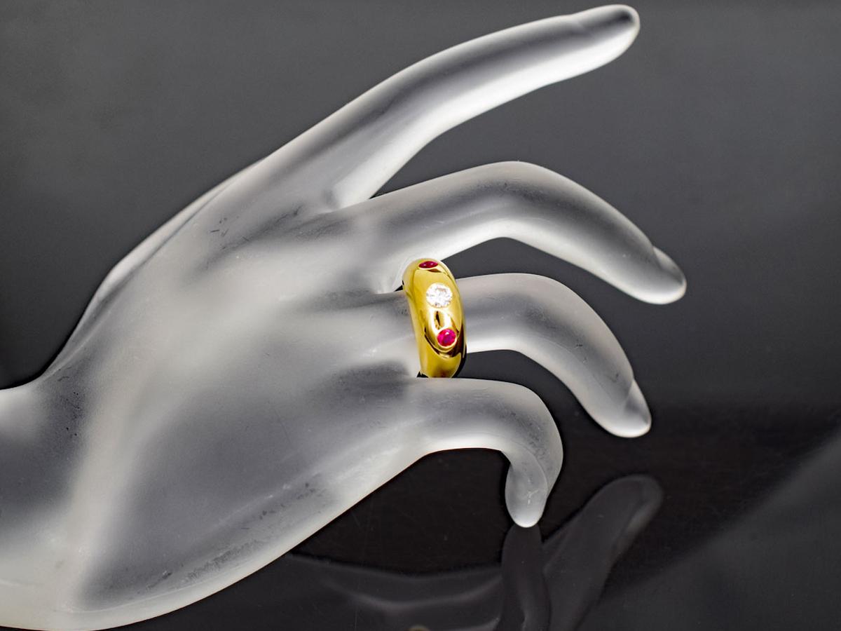 Cartier Daphne Diamond Ruby 18 Karat Yellow Gold Ring 2