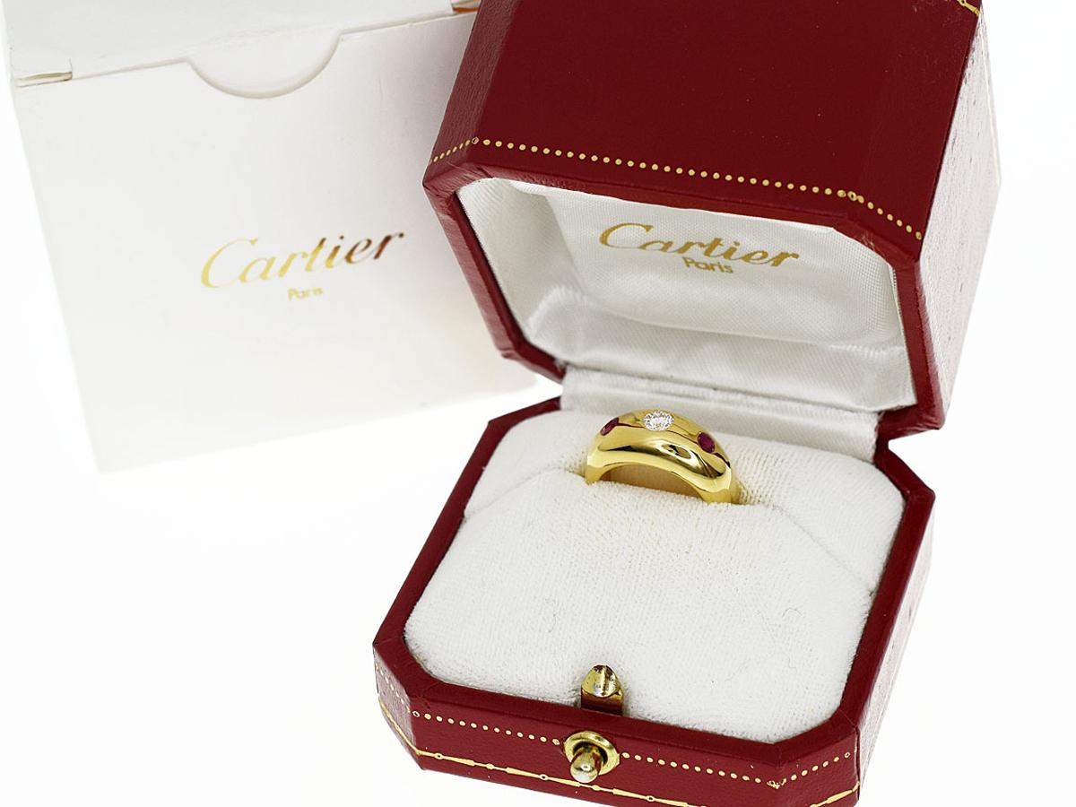 Cartier Daphne Diamond Ruby 18 Karat Yellow Gold Ring 3