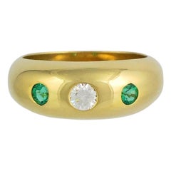 Cartier Daphnée Diamond Emeralds 18 Carat Yellow Gold Ring