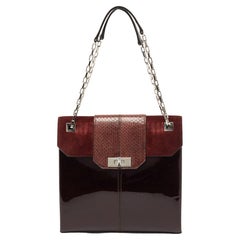   Cartier Dark Brown Patent Leather And Suede Classic Feminine Line Chain Bag
